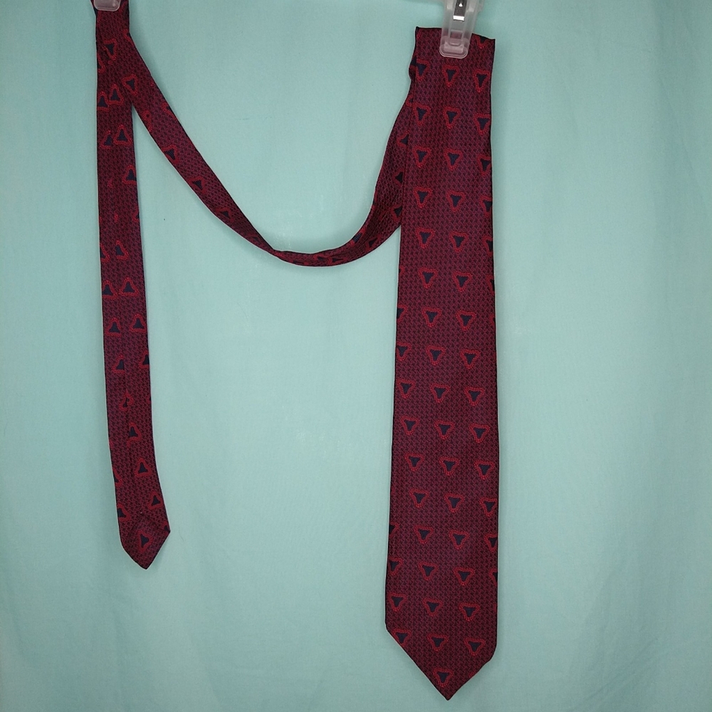 Hartford Quality mens necktie red blue acetate Authentic Vintage tie - Picture 5 of 5
